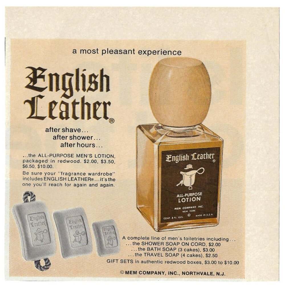 1967 English Leather Cologne After Shave Lotion Bottle Vintage Magazine Print Ad